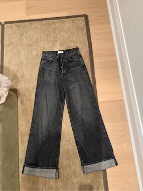 AGOLDE DAME JEAN- Wide Leg High-Rise Jeans in Black/Gray